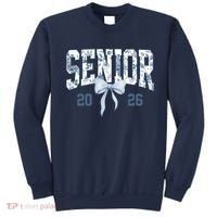 Class Of 2026 Senior Coquette Bow Blue Toile Floral Sweatshirt thumb 0