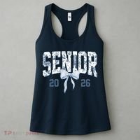 Class Of 2026 Senior Coquette Bow Blue Toile Floral Women's Tank Top thumb 3