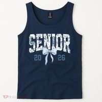 Class Of 2026 Senior Coquette Bow Blue Toile Floral Tank Top thumb 2