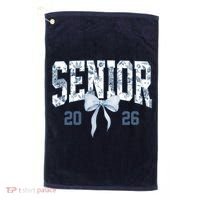 Class Of 2026 Senior Coquette Bow Blue Toile Floral Golf Towel thumb 0
