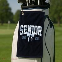 Class Of 2026 Senior Coquette Bow Blue Toile Floral Golf Towel thumb 2