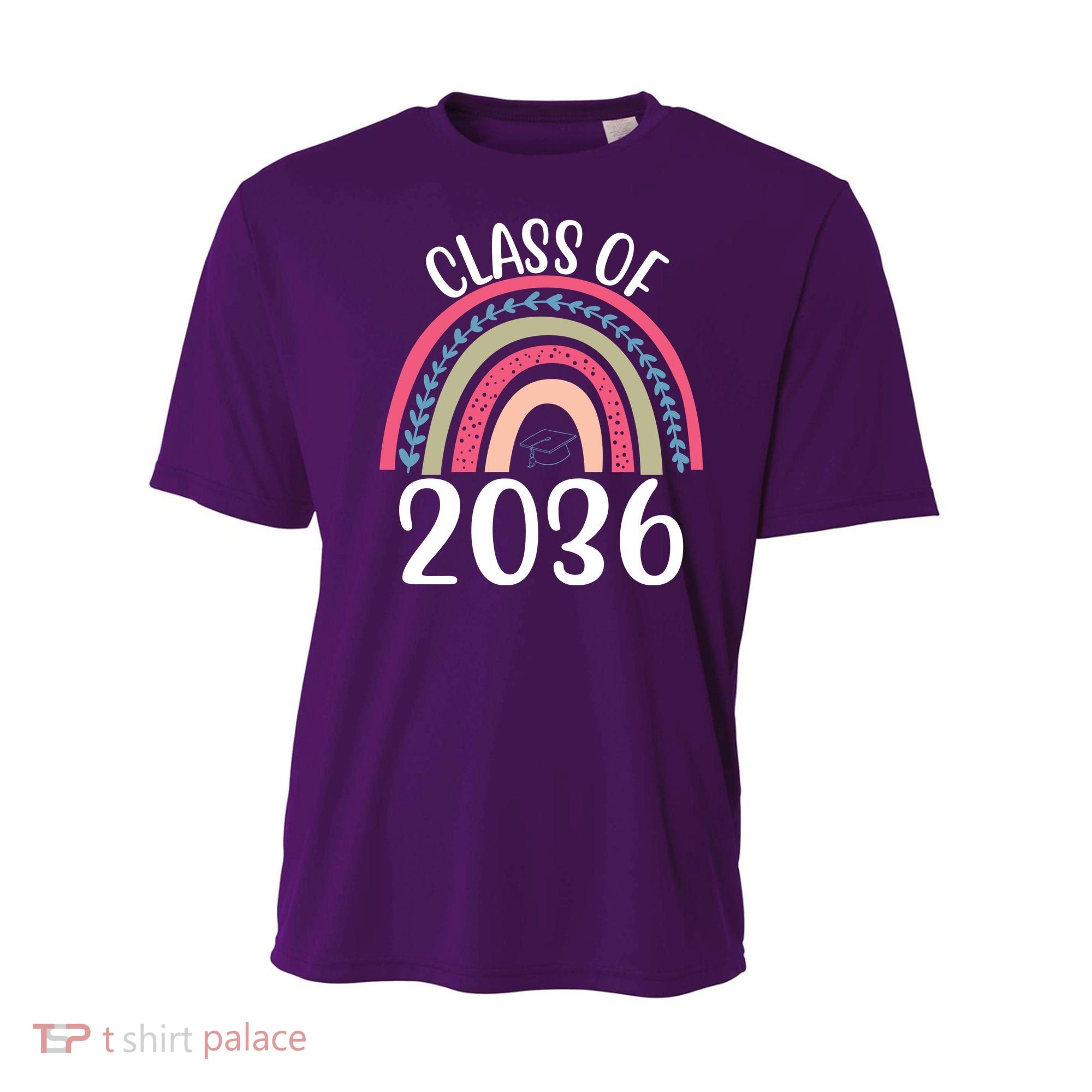 Class Of 2036 Rainbow Graduation Youth Performance Sprint T-Shirt