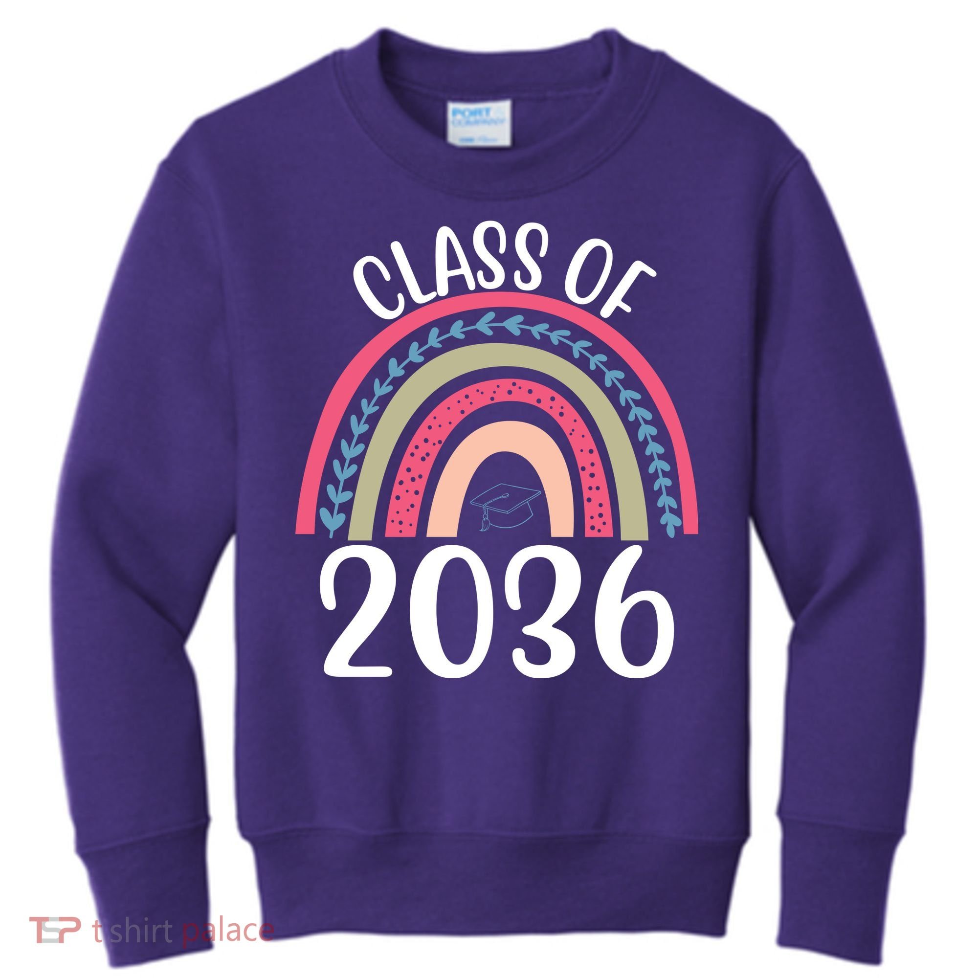 Class Of 2036 Rainbow Graduation Kids Sweatshirt