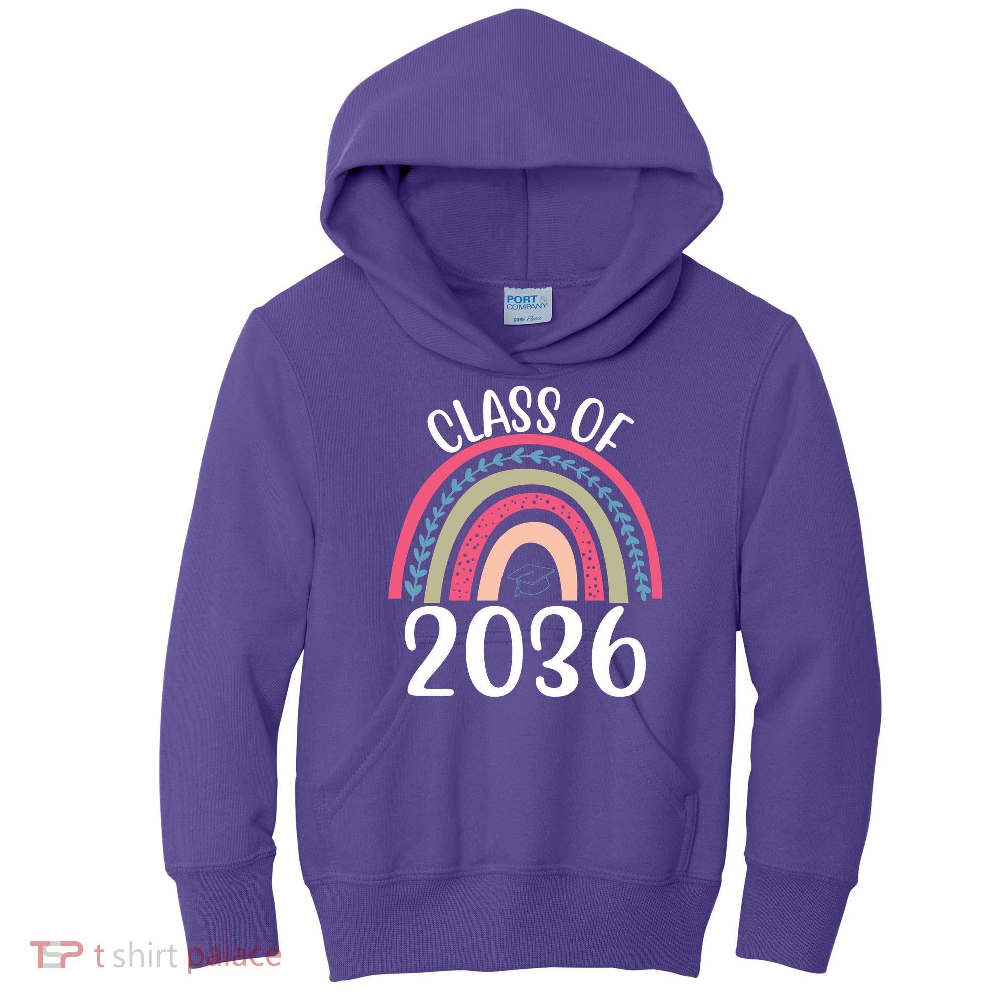 Class Of 2036 Rainbow Graduation Kids Hoodie