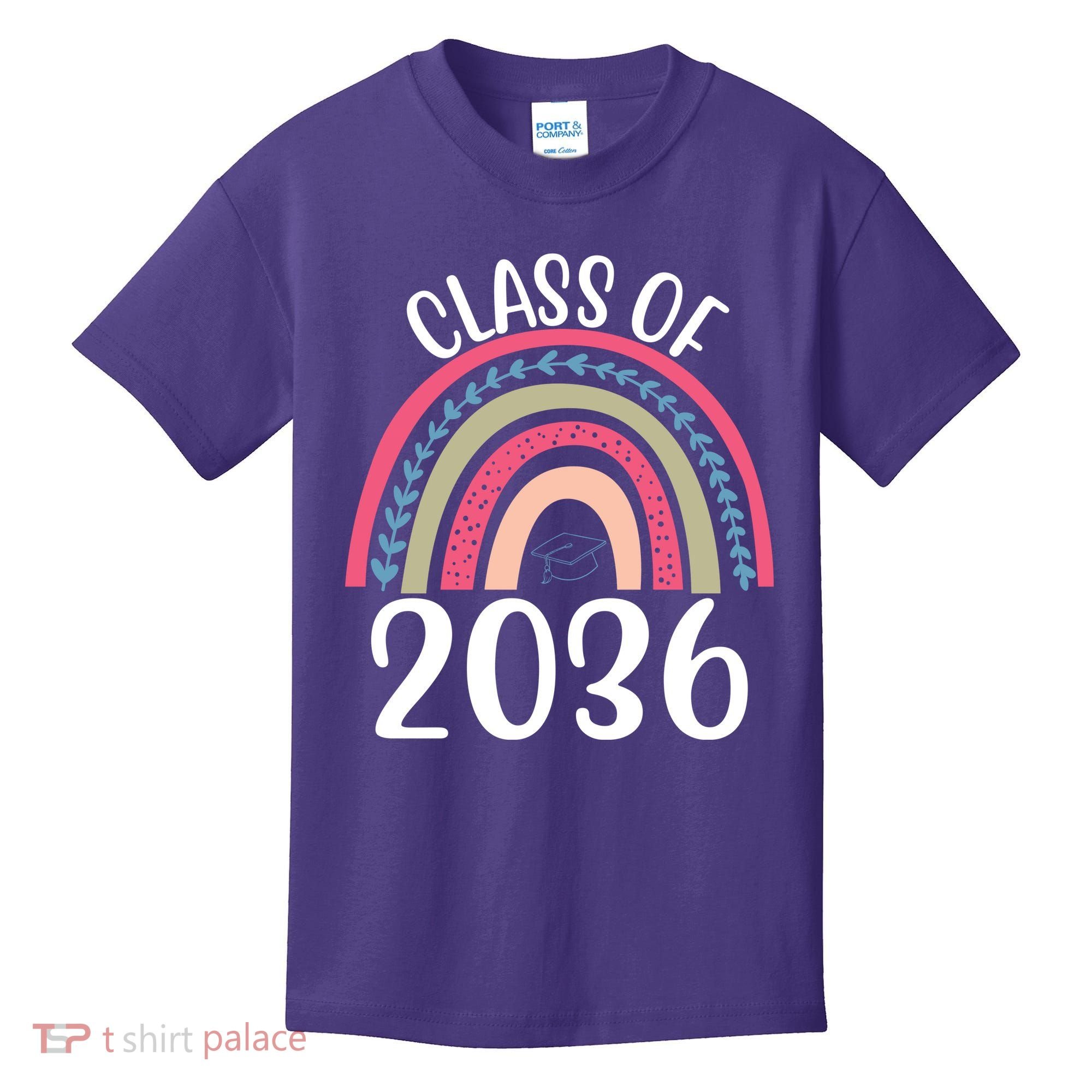 Class Of 2036 Rainbow Graduation Kids T-Shirt