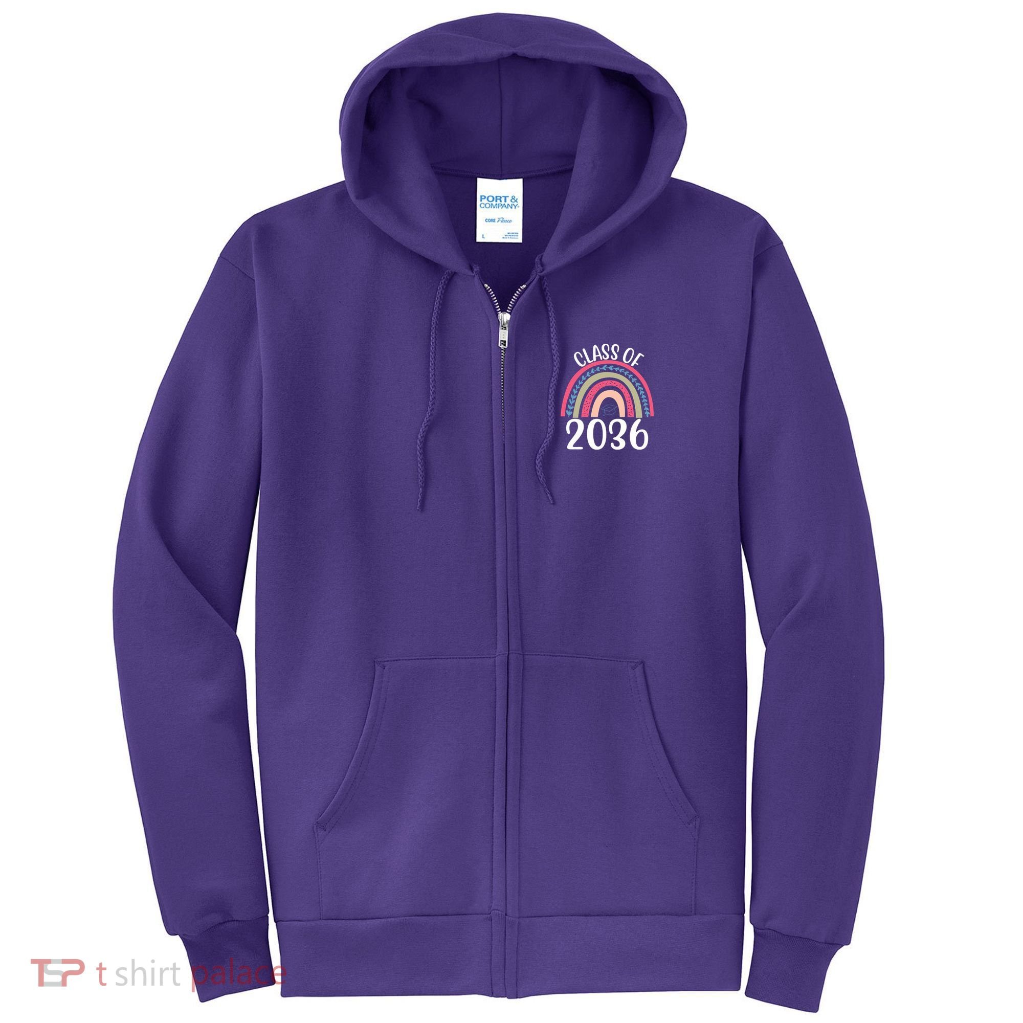 Class Of 2036 Rainbow Graduation Full Zip Hoodie