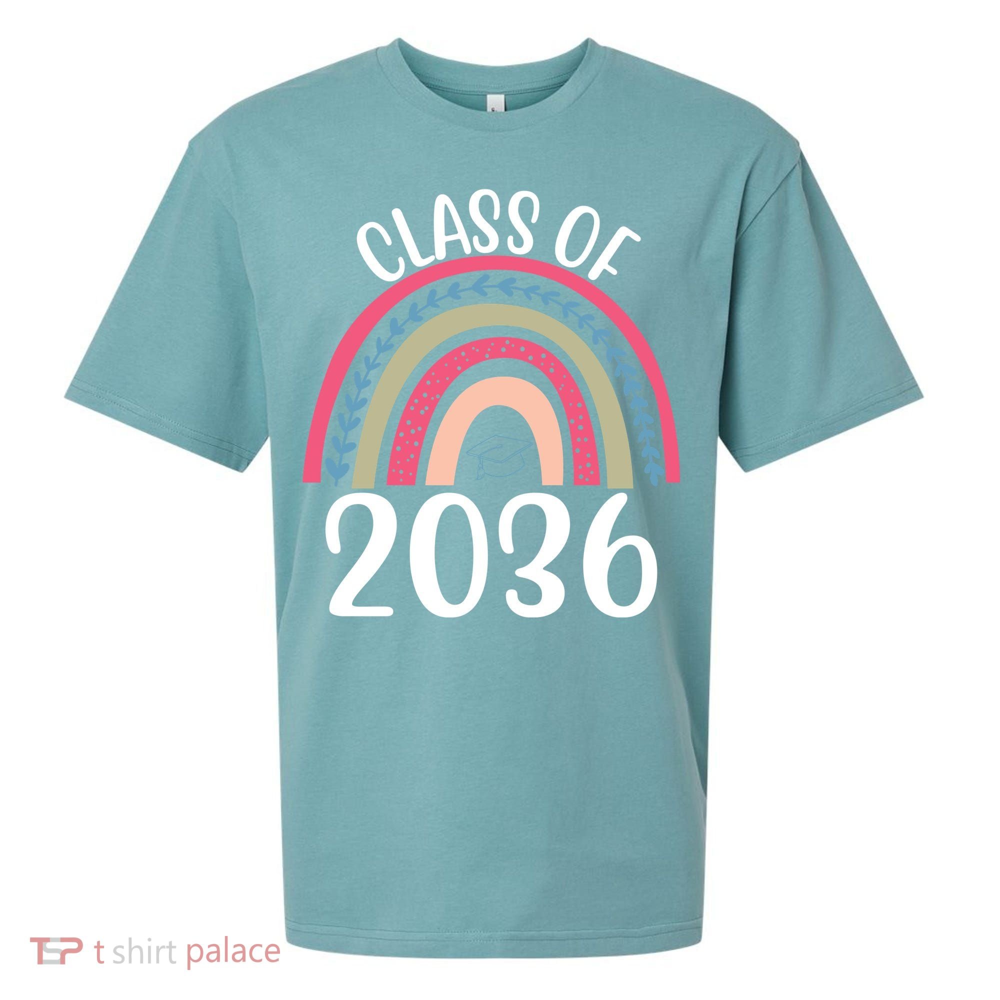 Class Of 2036 Rainbow Graduation Sueded Cloud Jersey T-Shirt