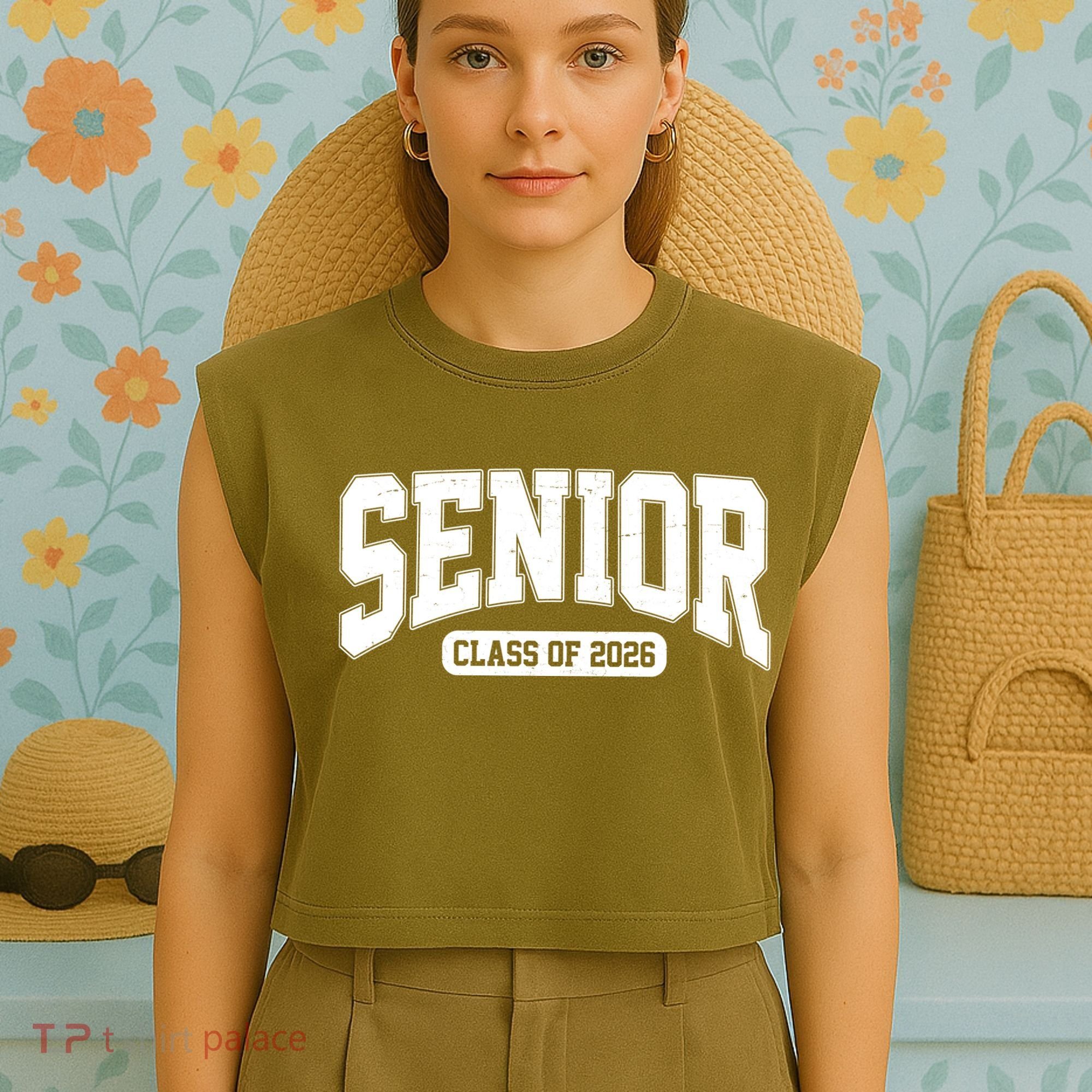 Class Of 2026 Seniors Graduation Senior 26 Garment-Dyed Women's Muscle Tee