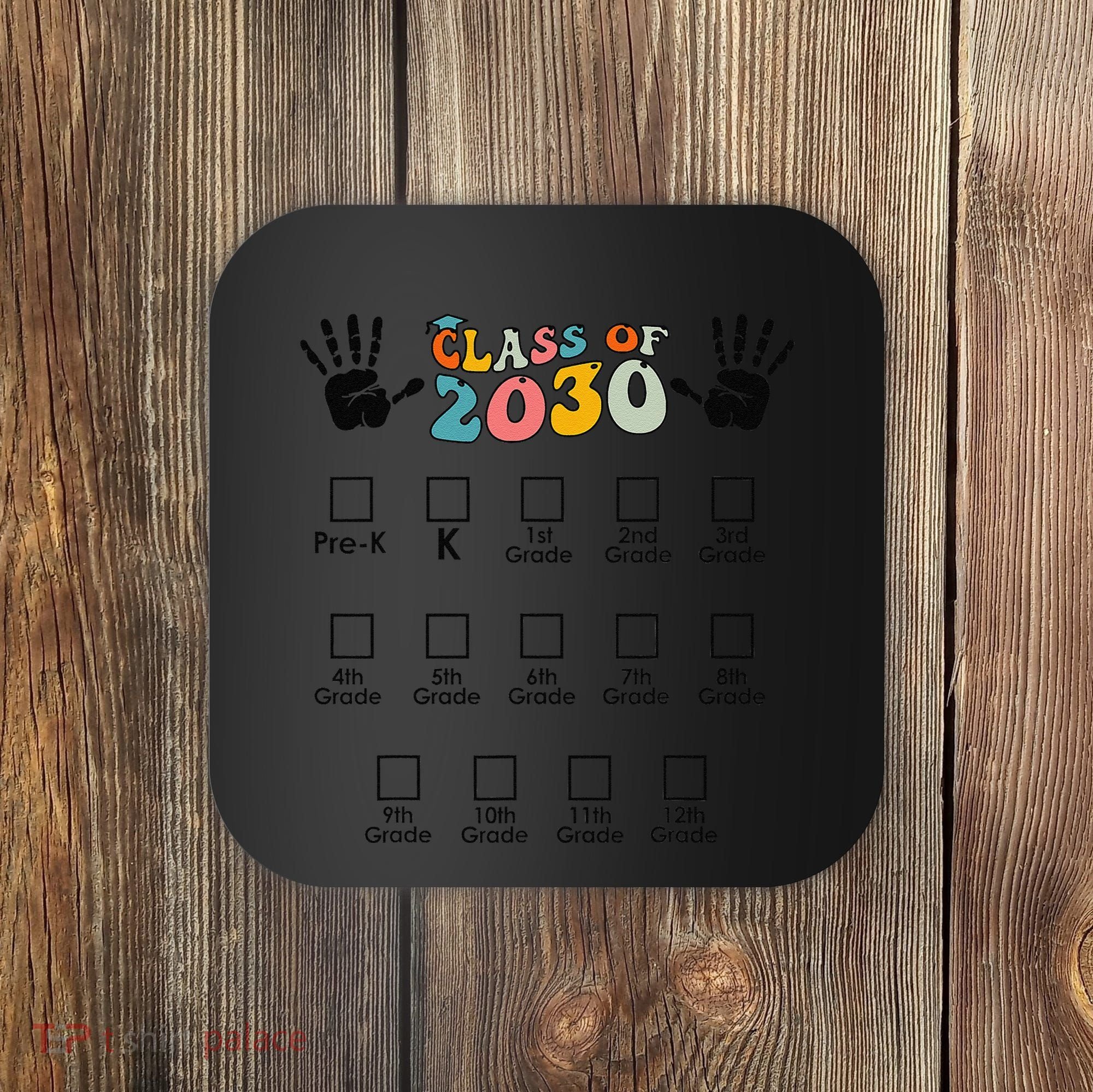 Class Of 2030 Grow With Me Checklist Prek 12th Retro K12 Coaster