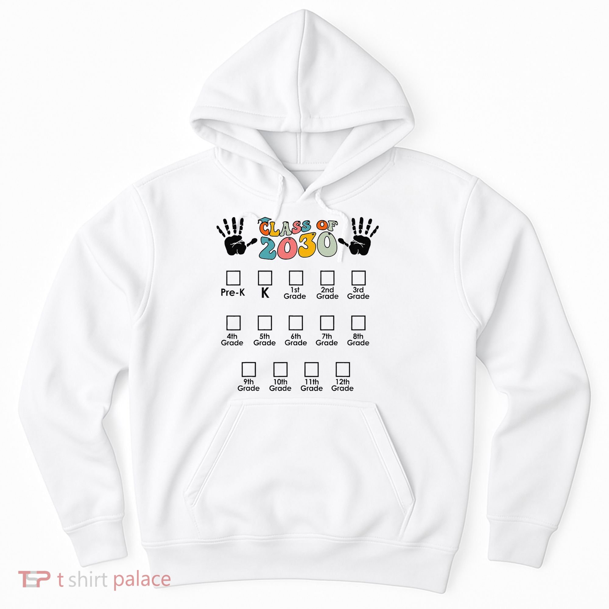 Class Of 2030 Grow With Me Checklist Prek 12th Retro K12 Hoodie