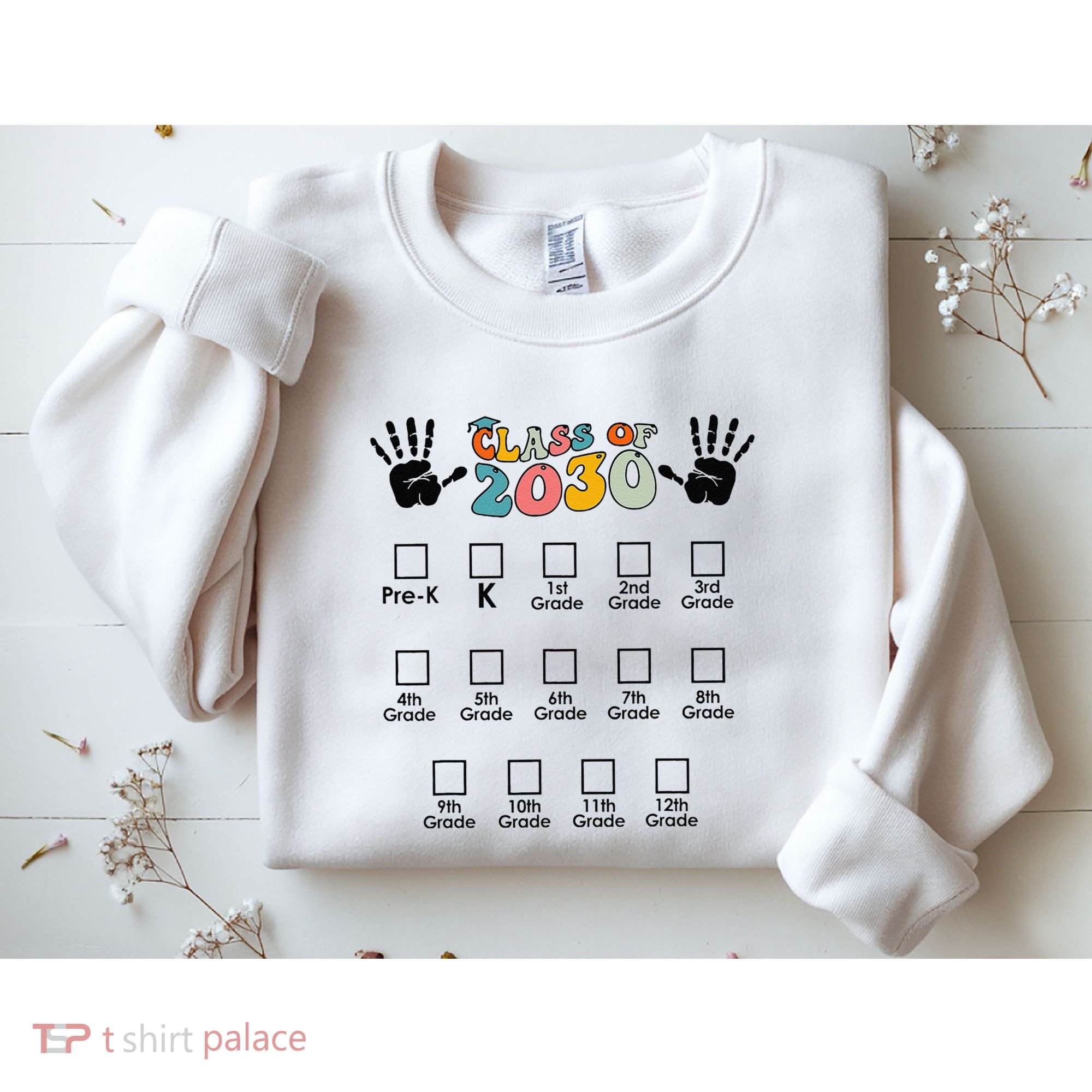 Class Of 2030 Grow With Me Checklist Prek 12th Retro K12 Sweatshirt