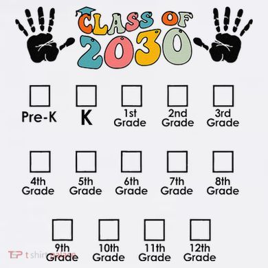 Class Of 2030 Grow With Me Checklist Prek 12th Retro K12 Button