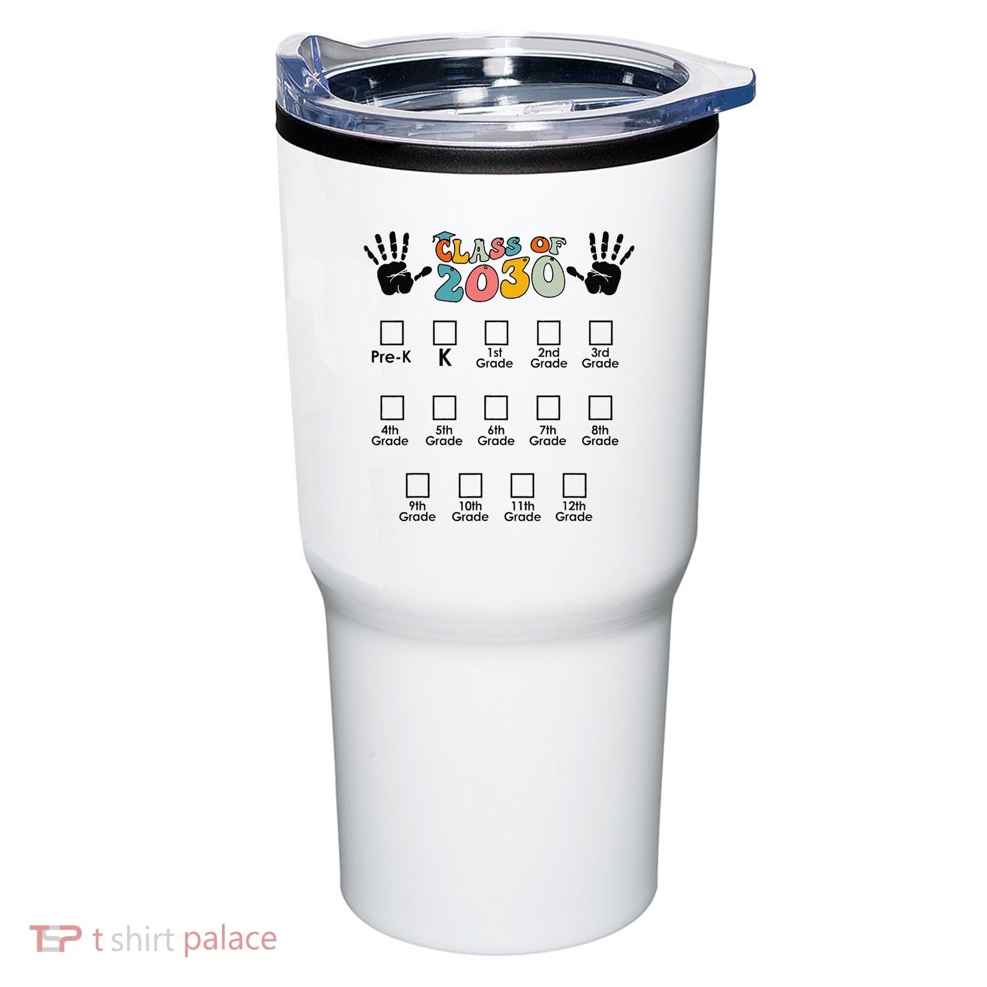 Class Of 2030 Grow With Me Checklist Prek 12th Retro K12 Tumbler