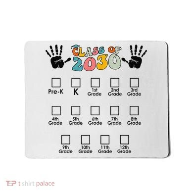 Class Of 2030 Grow With Me Checklist Prek 12th Retro K12 Mousepad