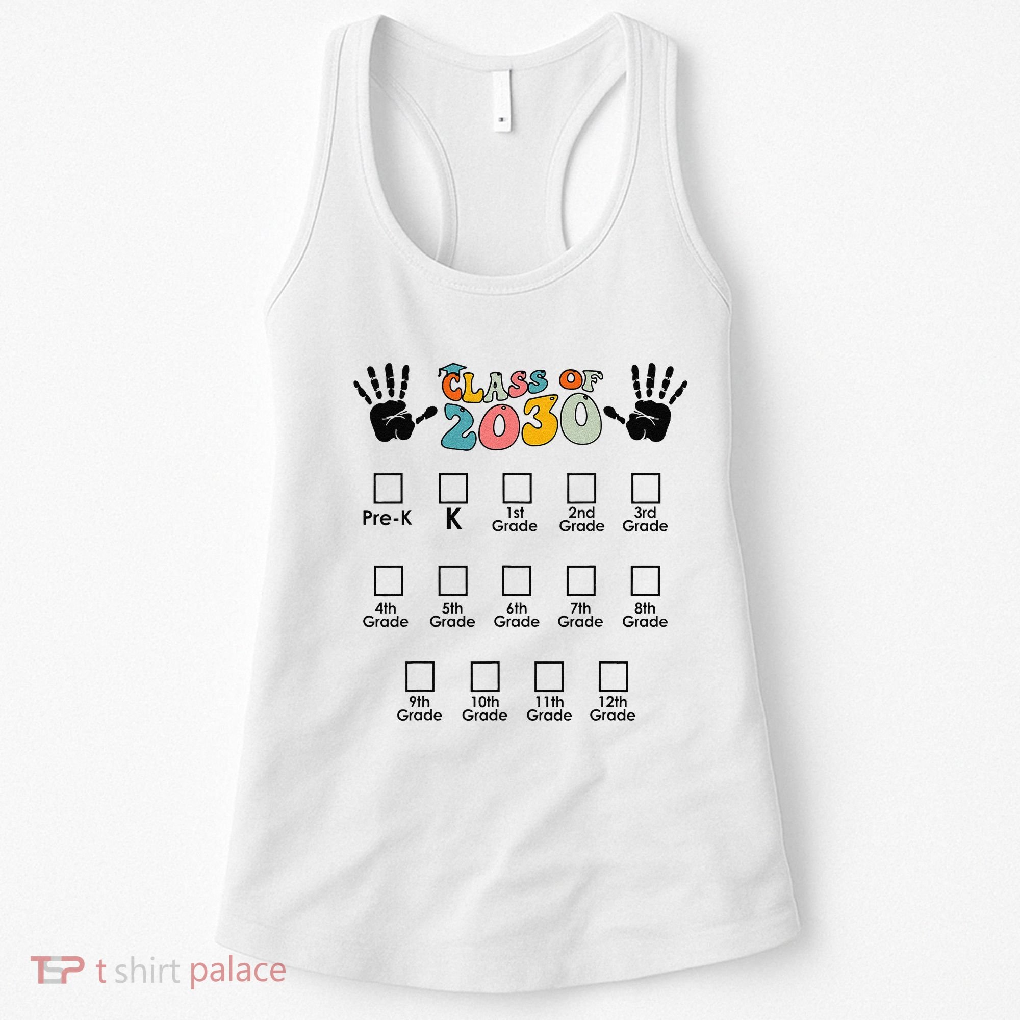 Class Of 2030 Grow With Me Checklist Prek 12th Retro K12 Women's Tank Top