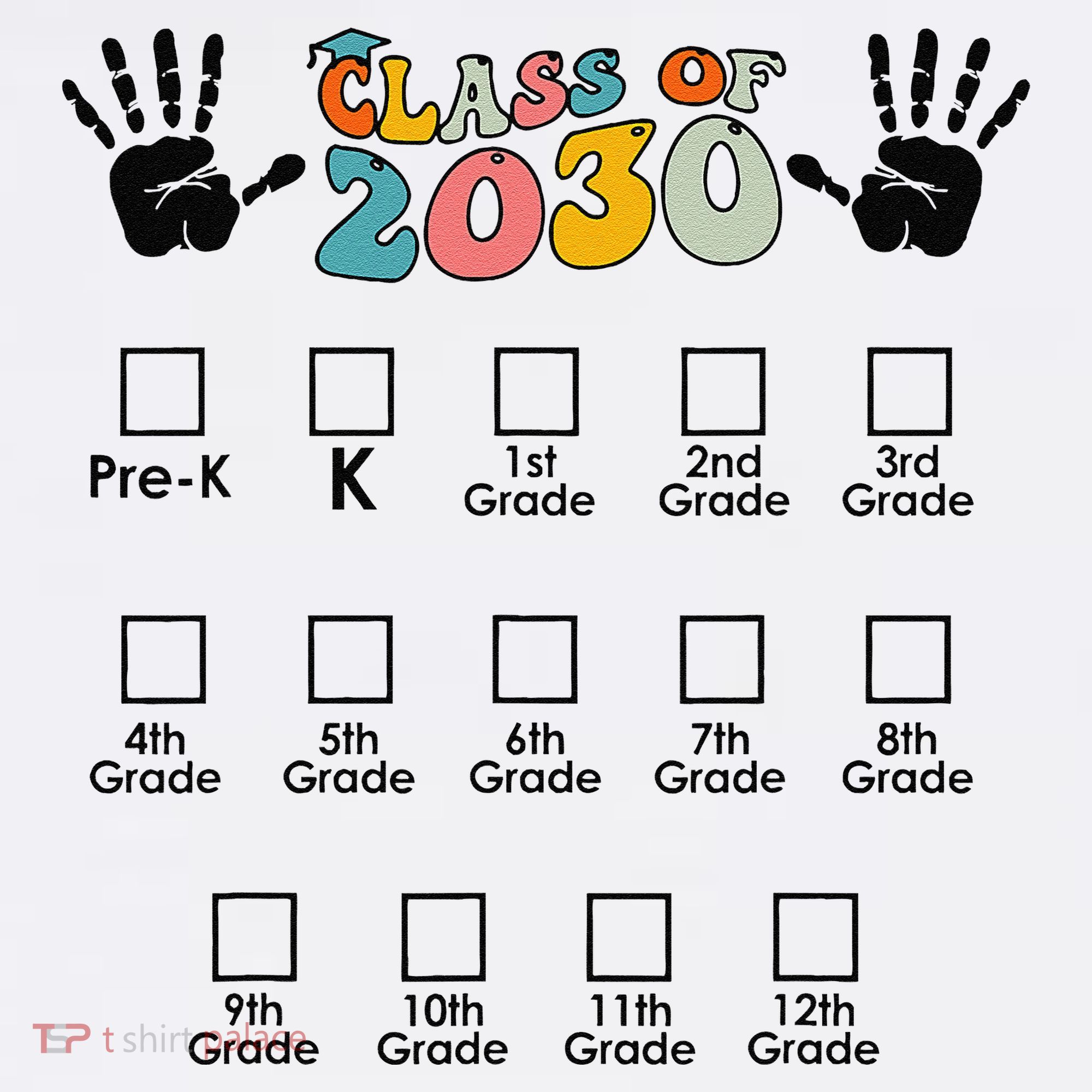 Class Of 2030 Grow With Me Checklist Prek 12th Retro K12 Baby Bodysuit