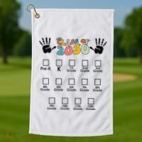 Class Of 2030 Grow With Me Checklist Prek 12th Retro K12 Golf Towel thumb 1
