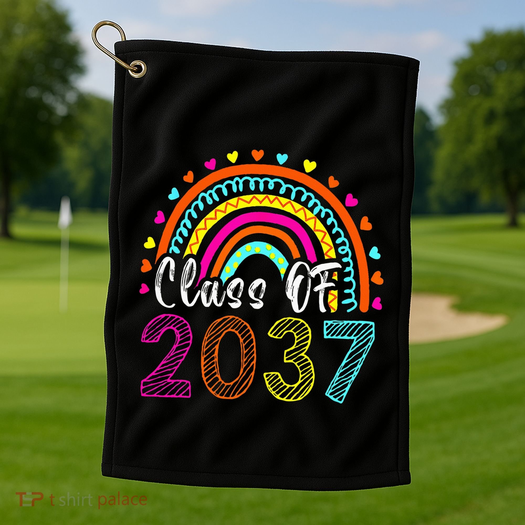 Class Of 2037 Kindergarten Prek Grow With Me Graduation Golf Towel