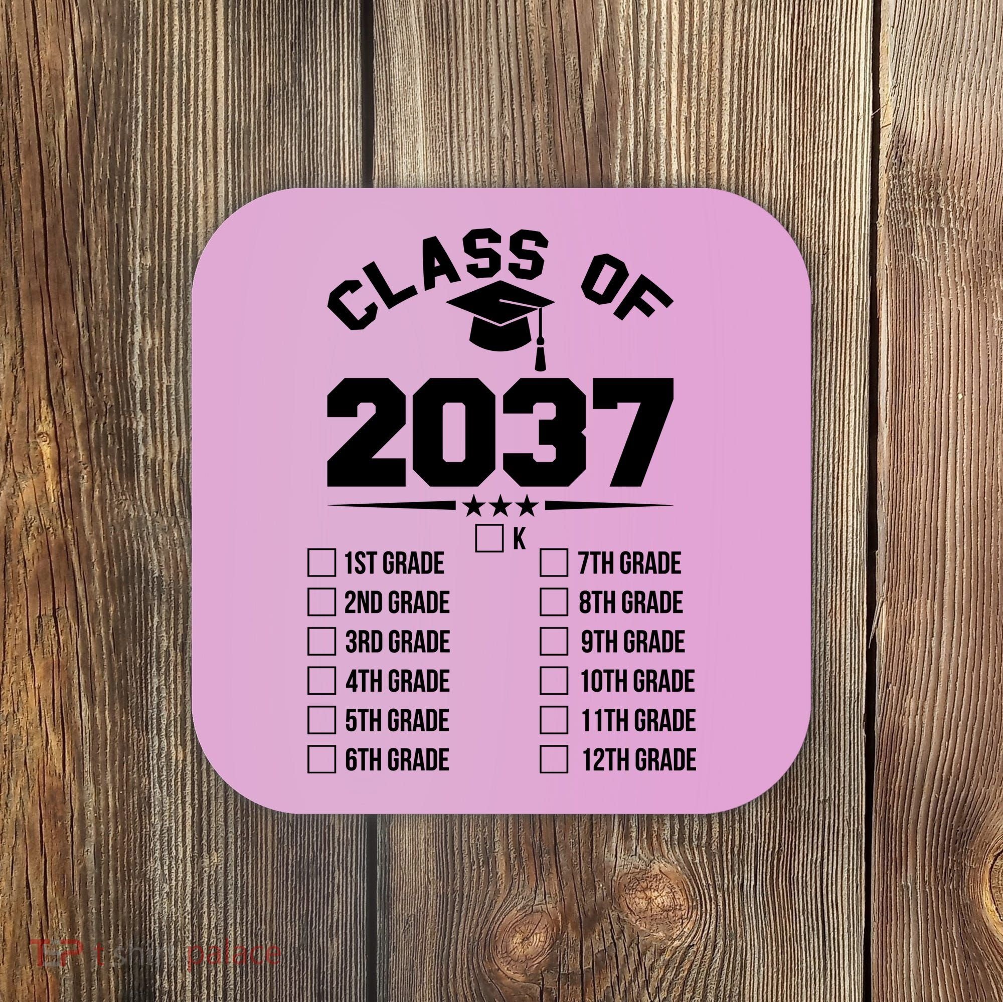 Class Of 2037 Grow With Me Checklist Kindergarten 12th Grade Coaster