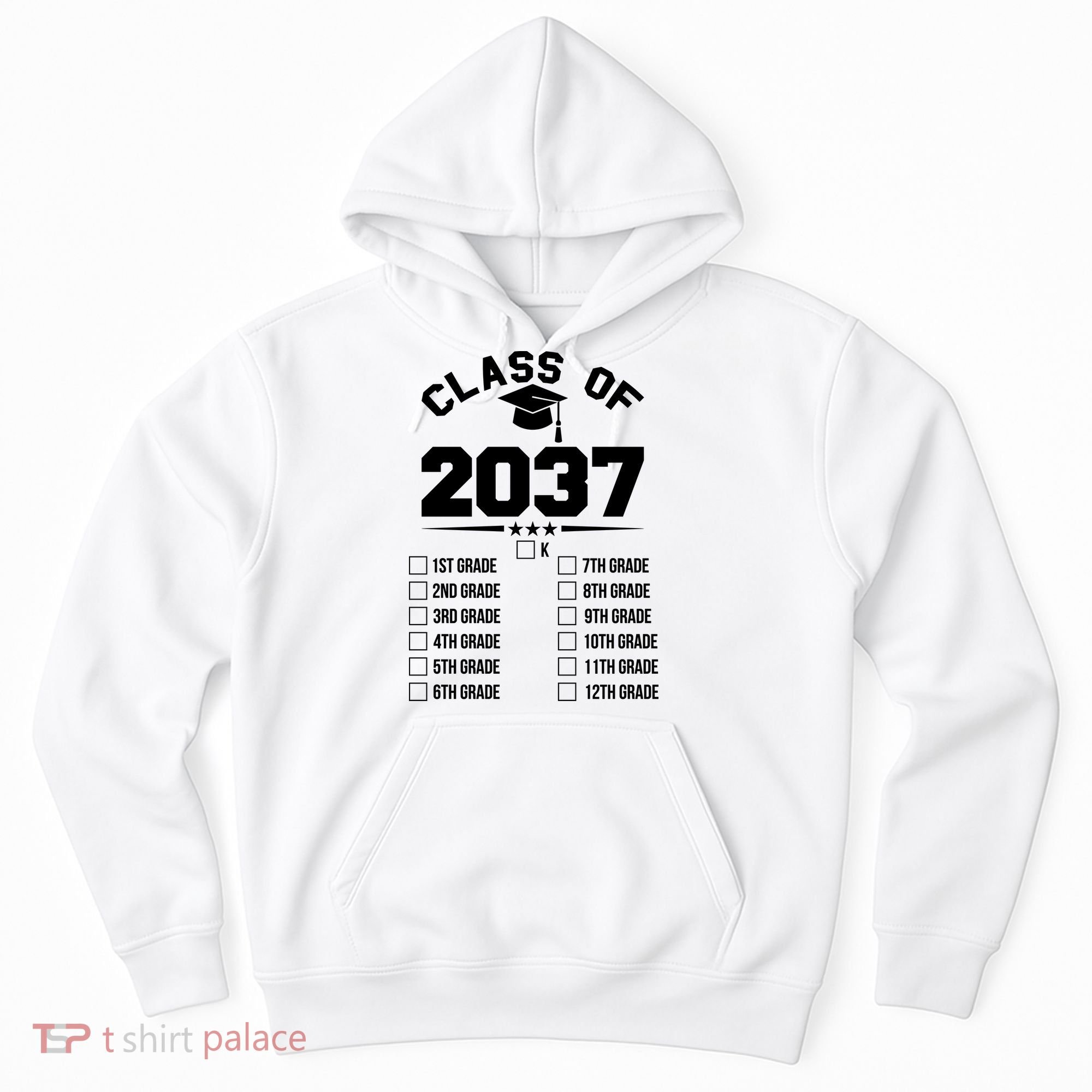 Class Of 2037 Grow With Me Checklist Kindergarten 12th Grade Hoodie
