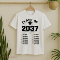 Class Of 2037 Grow With Me Checklist Kindergarten 12th Grade T-Shirt thumb 2