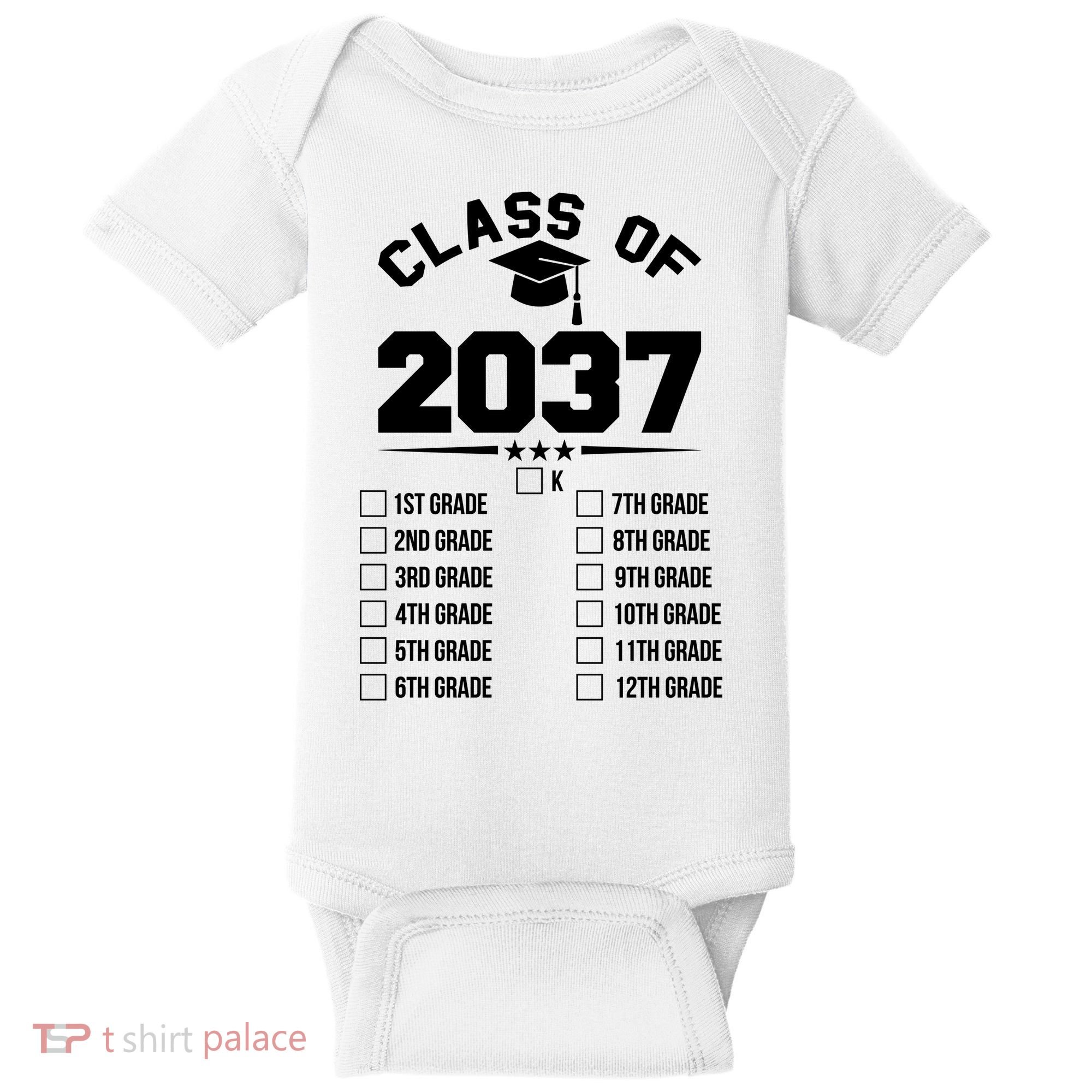 Class Of 2037 Grow With Me Checklist Kindergarten 12th Grade Baby Bodysuit