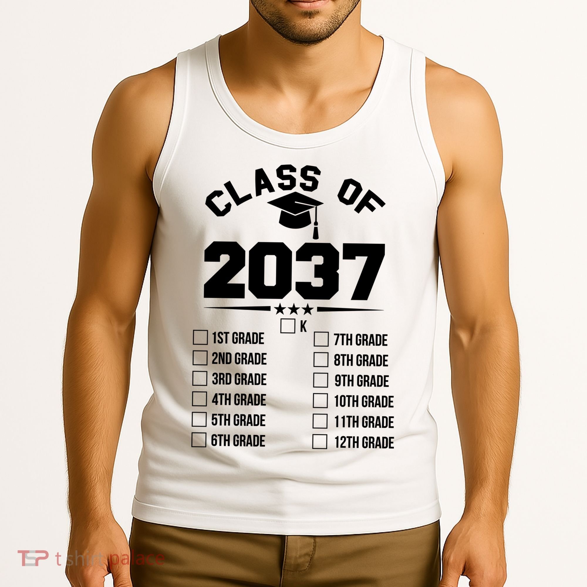 Class Of 2037 Grow With Me Checklist Kindergarten 12th Grade Tank Top