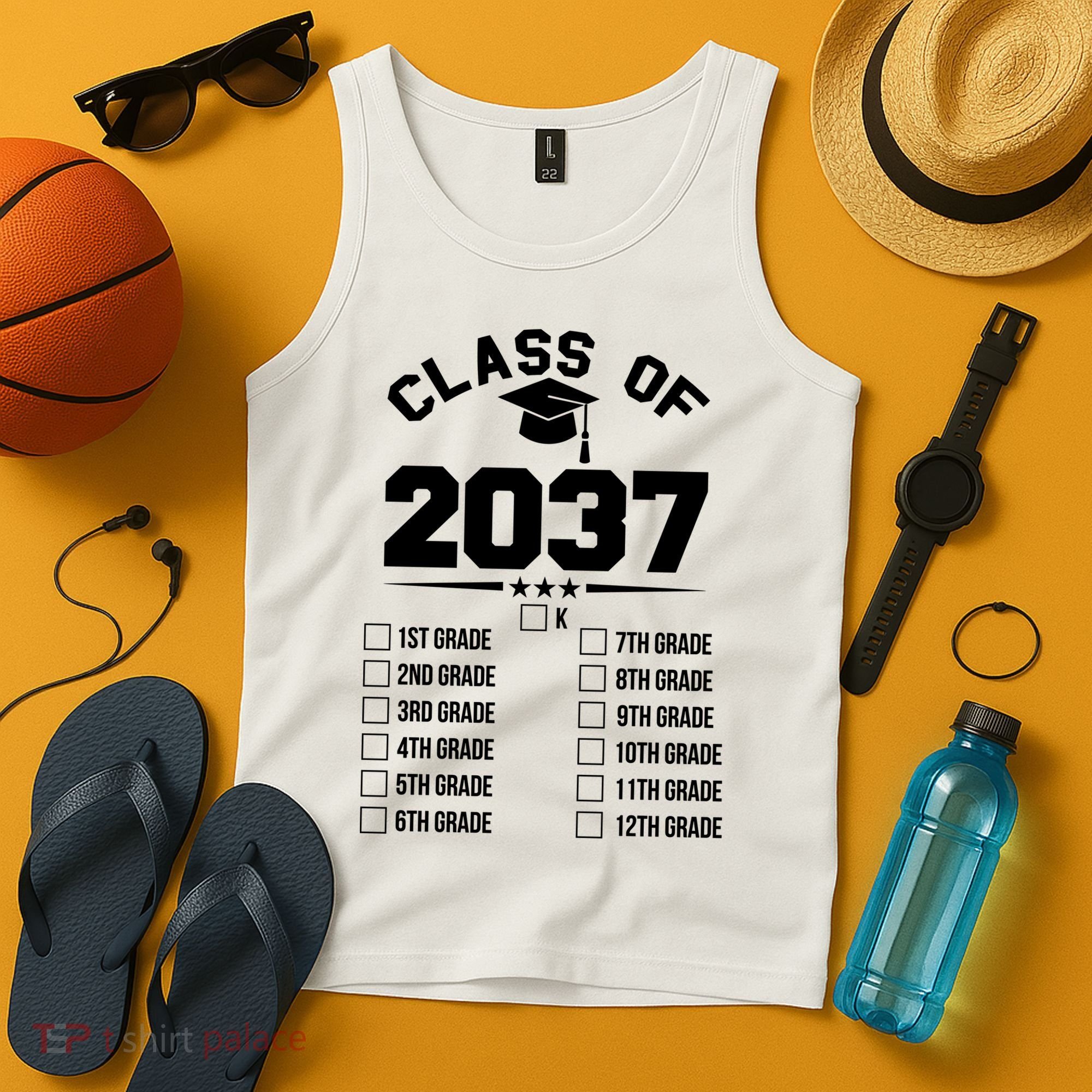 Class Of 2037 Grow With Me Checklist Kindergarten 12th Grade Tank Top