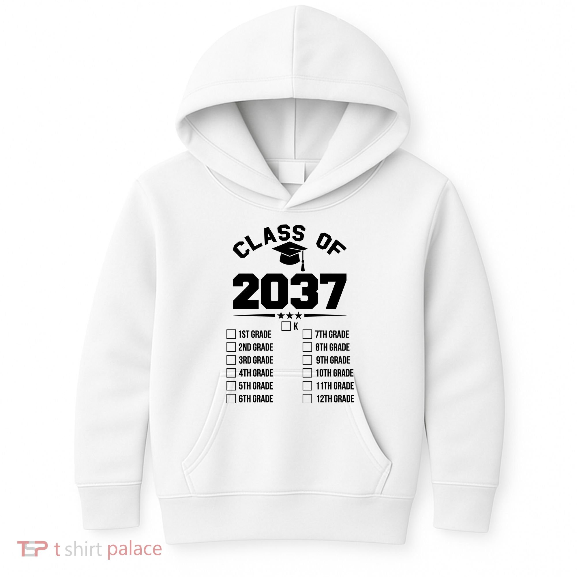 Class Of 2037 Grow With Me Checklist Kindergarten 12th Grade Kids Hoodie