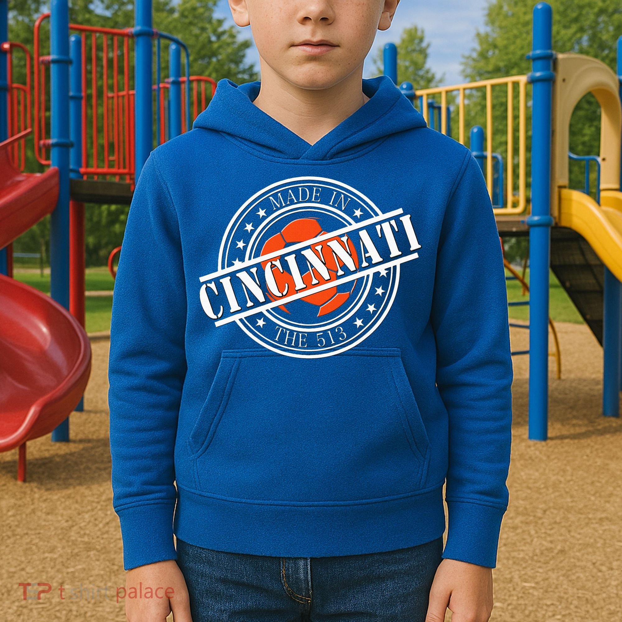 Cincinnati Ohio 513 Soccer Squad Kids Hoodie
