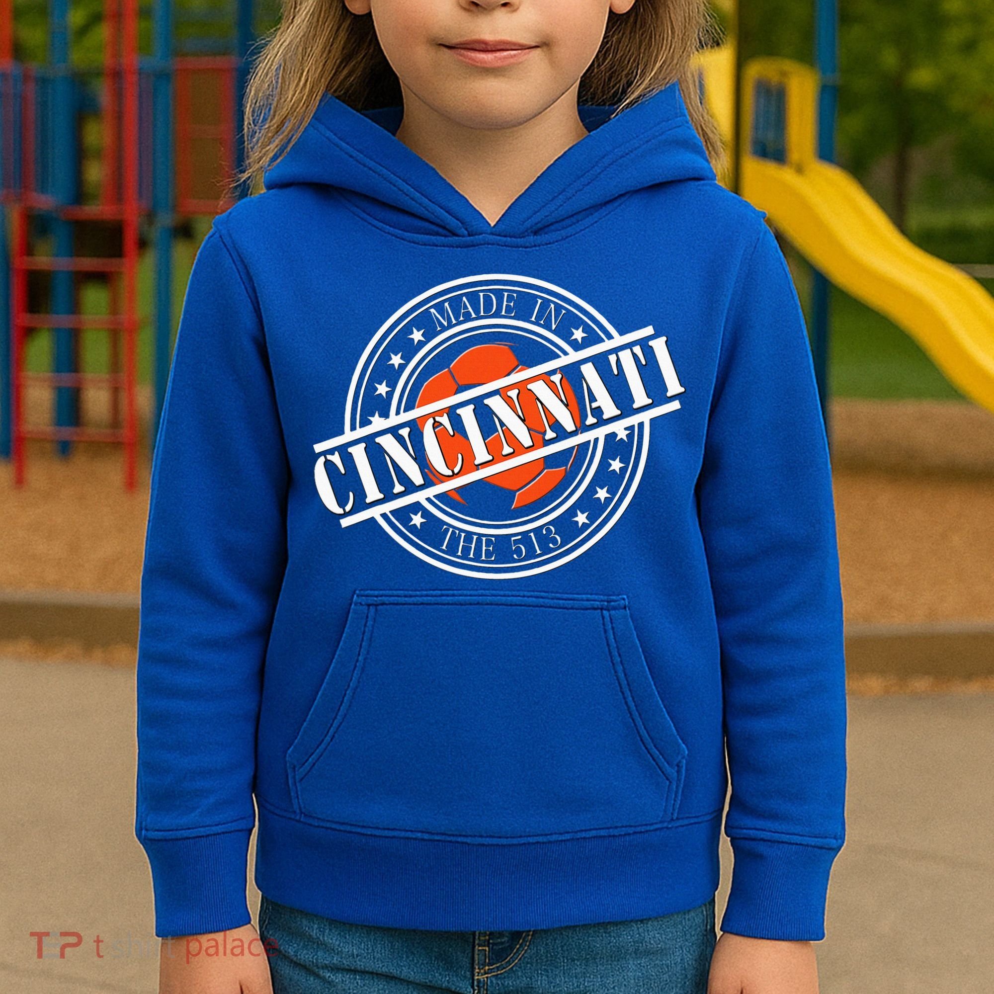 Cincinnati Ohio 513 Soccer Squad Kids Hoodie