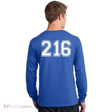 Cleveland Ohio Area Code 216 Front And Back Long Sleeve Shirt back