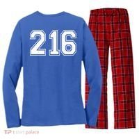 Cleveland Ohio Area Code 216 Front And Back Women's Long Sleeve Flannel Pajama Set  thumb 1
