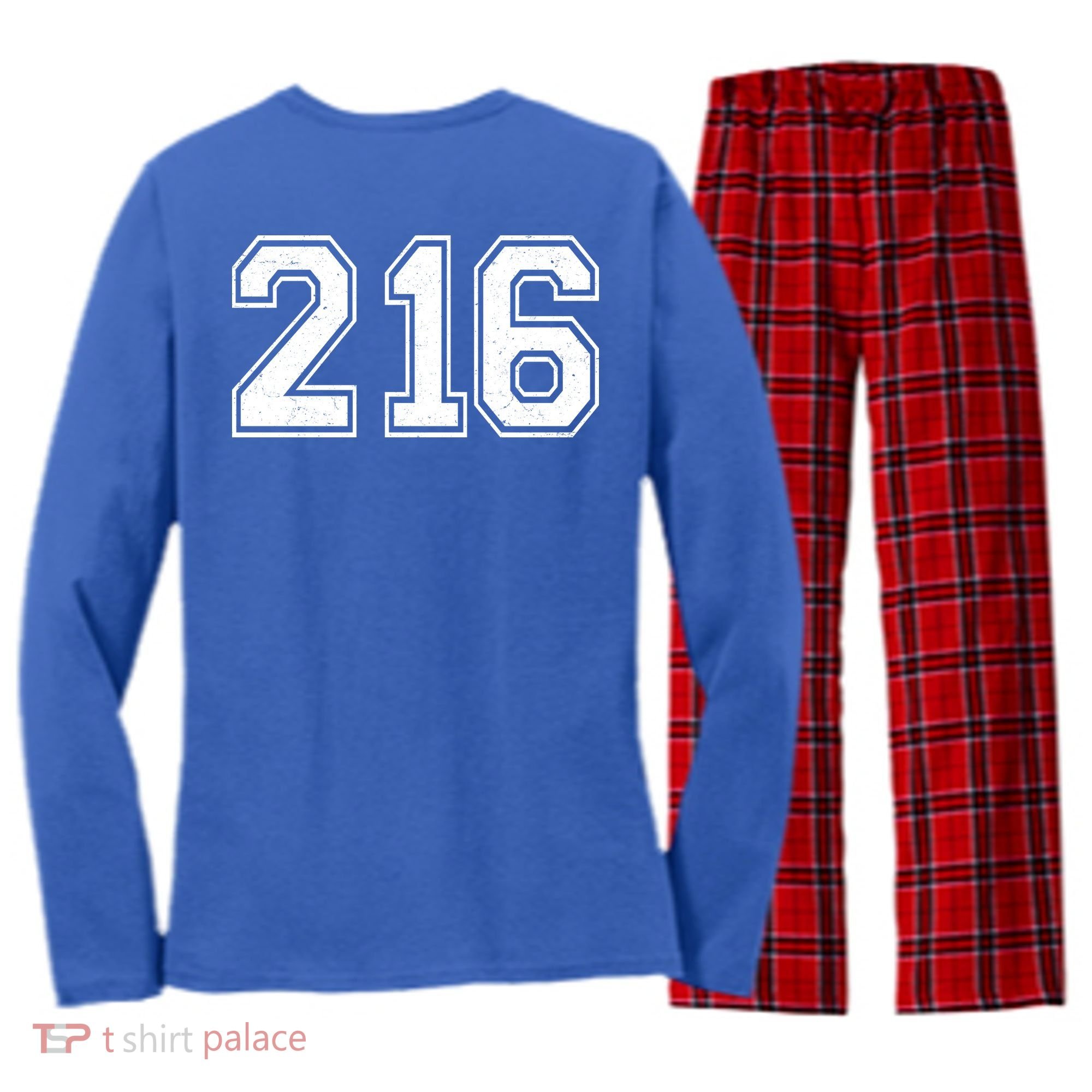 Cleveland Ohio Area Code 216 Front And Back Women's Long Sleeve Flannel Pajama Set 