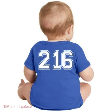 Cleveland Ohio Area Code 216 Front And Back Baby Bodysuit back