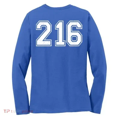 Cleveland Ohio Area Code 216 Front And Back Women's Long Sleeve Shirt back