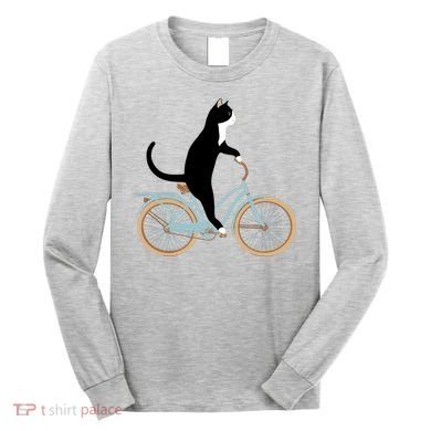 Cat On A Bike Funny Long Sleeve Shirt