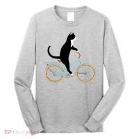 Cat On A Bike Funny Long Sleeve Shirt thumb 0