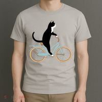Cat On A Bike Funny T-Shirt thumb 3