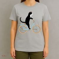 Cat On A Bike Funny T-Shirt thumb 4