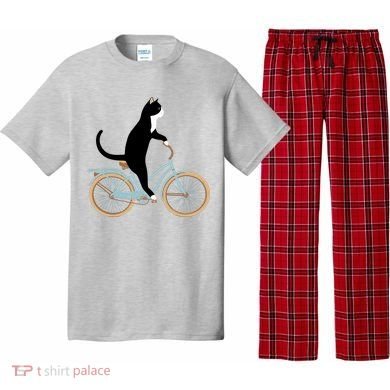 Cat On A Bike Funny Pajama Set