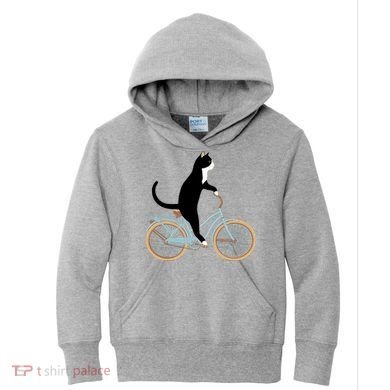Cat On A Bike Funny Kids Hoodie