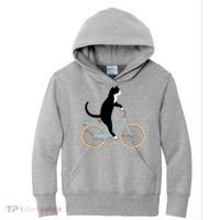 Cat On A Bike Funny Kids Hoodie thumb 0