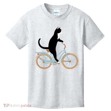 Cat On A Bike Funny Kids T-Shirt