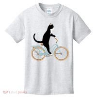 Cat On A Bike Funny Kids T-Shirt thumb 0
