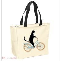 Cat On A Bike Funny Tote Bag thumb 2