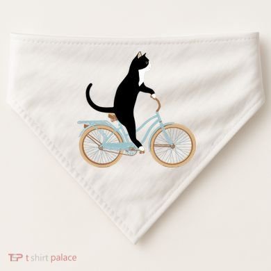 Cat On A Bike Funny USA-Made Doggie Bandana