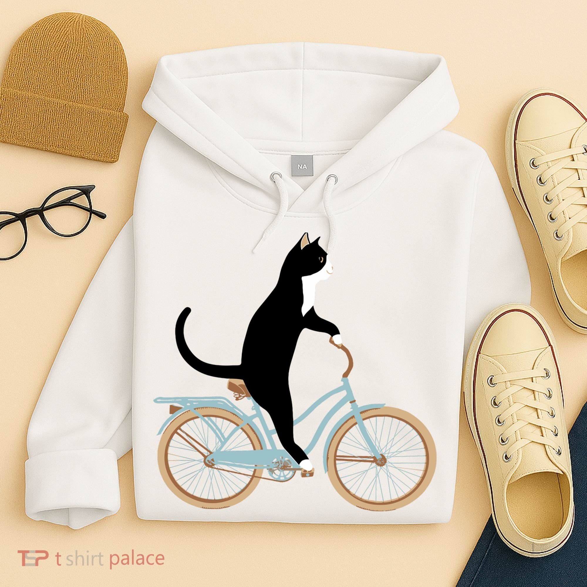 Cat On A Bike Funny Hoodie