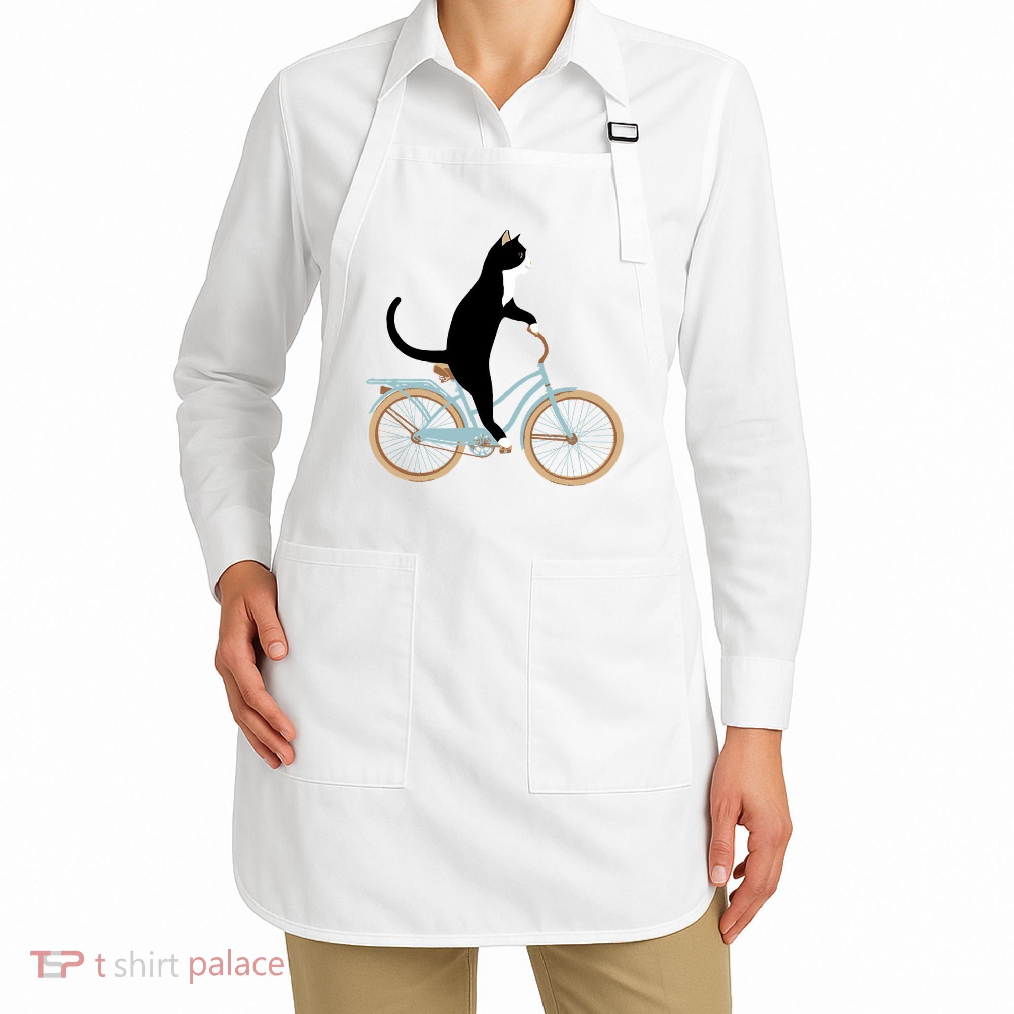 Cat On A Bike Funny Apron