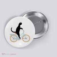 Cat On A Bike Funny Button thumb 0